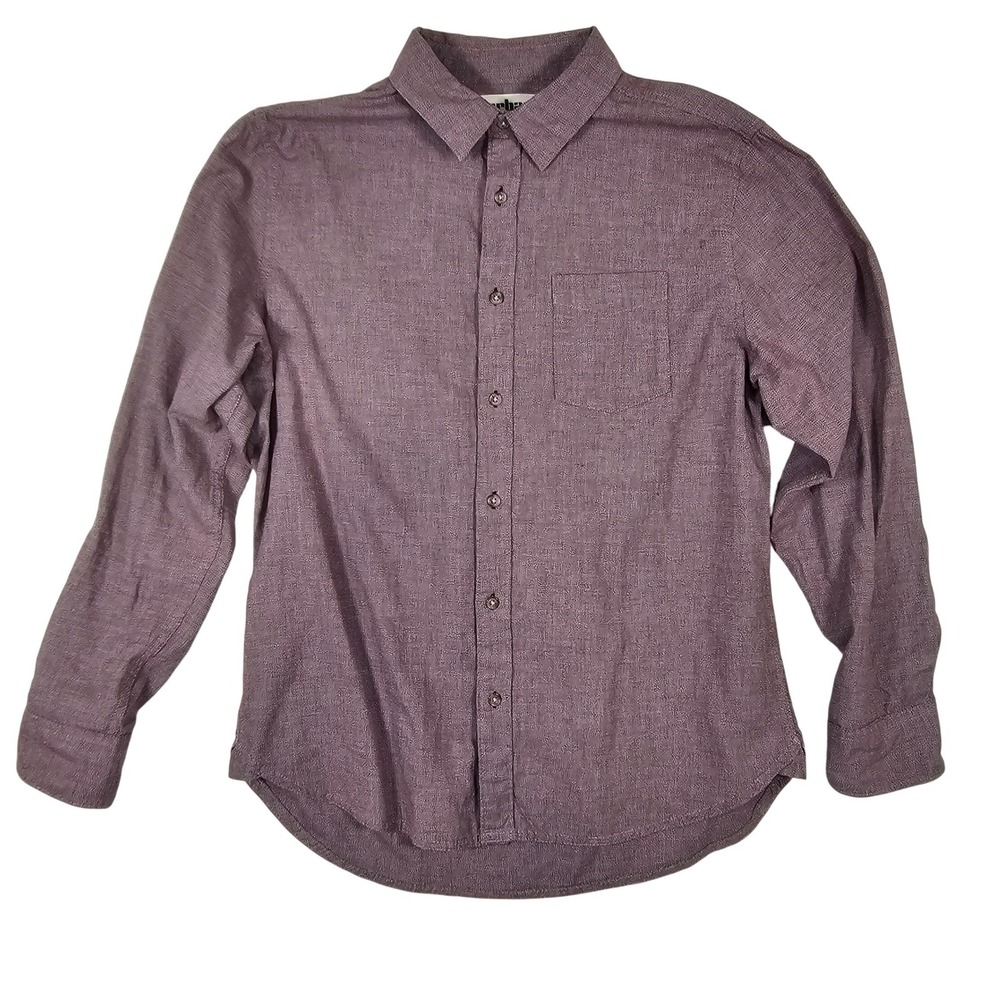 Urban Pipeline Mens Large Maroon Long Sleeve Button Down Shirt Textured Burgundy